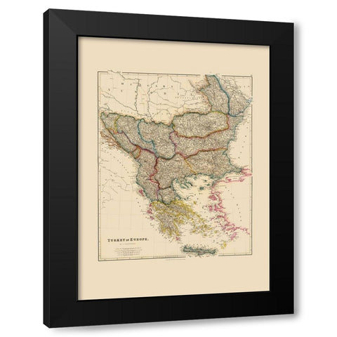 Europe Turkey - Arrowsmith 1844 Black Modern Wood Framed Art Print by Arrowsmith