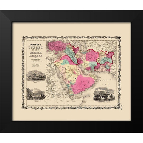 Turkey Persia Arabia - Johnson 1860 Black Modern Wood Framed Art Print by Johnson