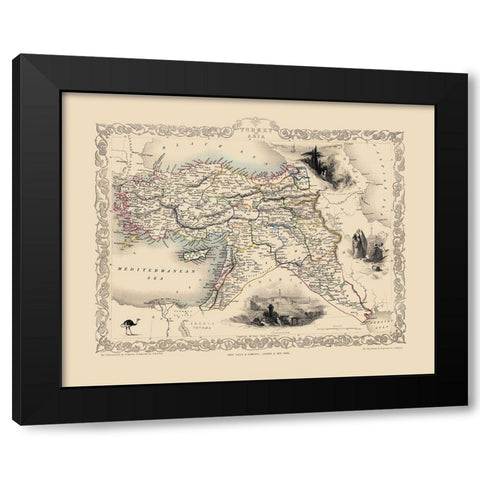 Asia Turkey - Tallis 1851 Black Modern Wood Framed Art Print by Tallis