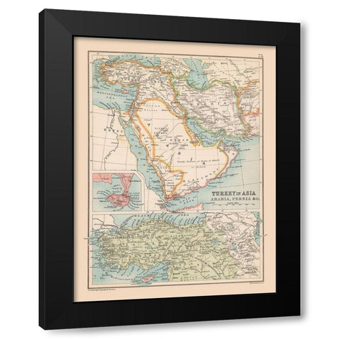 Turkey Arabia Persia - Bartholomew 1892 Black Modern Wood Framed Art Print with Double Matting by Bartholomew