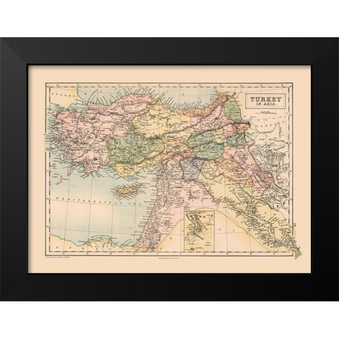 Asia Turkey - Black 1867 Black Modern Wood Framed Art Print by Black