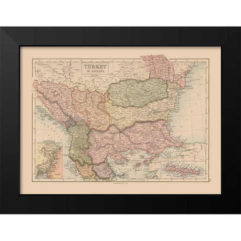 Europe Turkey - Black 1867 Black Modern Wood Framed Art Print by Black