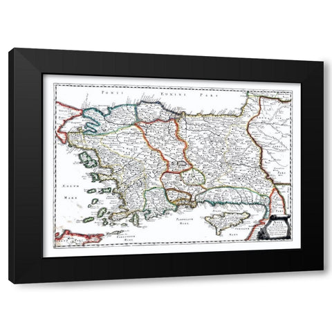 Turkey - Sanson 1641 Black Modern Wood Framed Art Print by Sanson