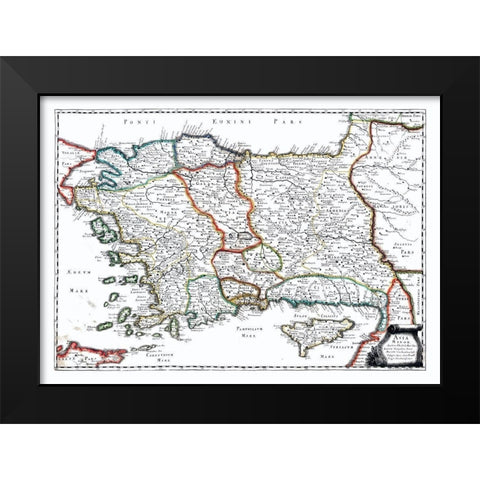 Turkey - Sanson 1641 Black Modern Wood Framed Art Print by Sanson