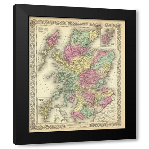 Scotland - Colton 1855 Black Modern Wood Framed Art Print by Colton