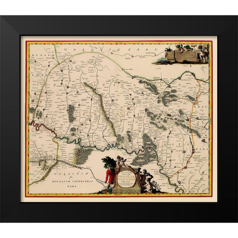 Ukraine - Blaeu 1662 Black Modern Wood Framed Art Print by Blaeu