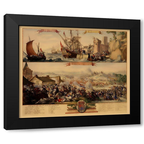Battle River Boyne Ireland - DeHooghe 1690 Black Modern Wood Framed Art Print by De Hooghe