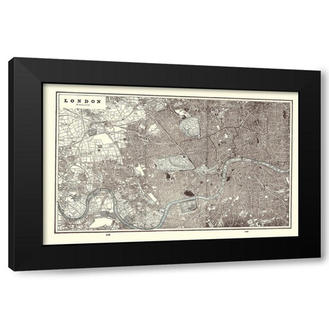 London England - Rathbun 1893 Black Modern Wood Framed Art Print with Double Matting by Rathbun