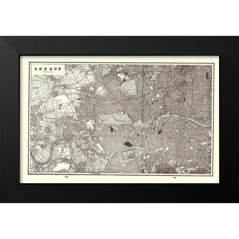 London England - Rathbun 1893 Black Modern Wood Framed Art Print by Rathbun