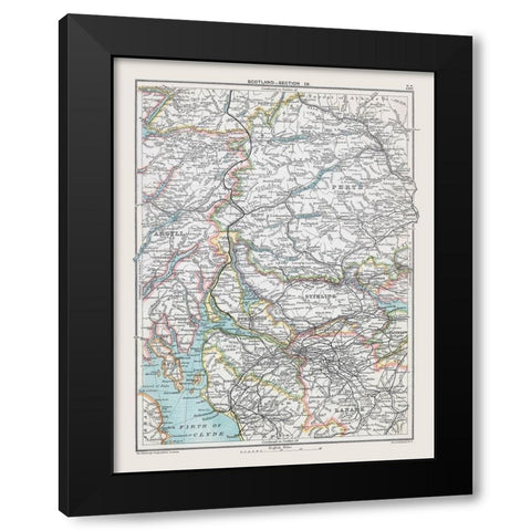 Southern Scotland - Bartholomew 1892 Black Modern Wood Framed Art Print with Double Matting by Bartholomew