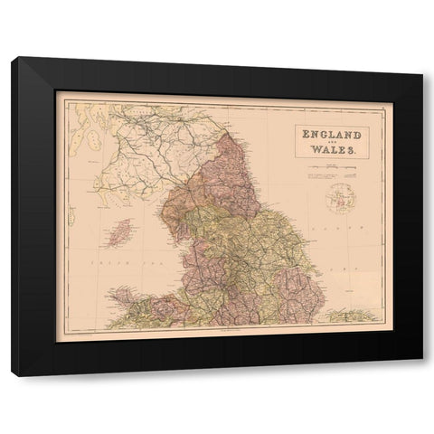 England Wales - Black 1867 Black Modern Wood Framed Art Print by Black