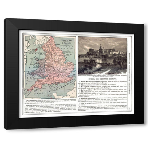 England Wales - Monteith 1882 Black Modern Wood Framed Art Print with Double Matting by Monteith