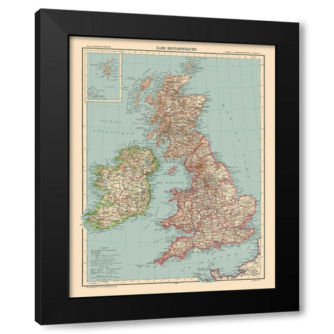 British Isles Great Britain Ireland - Schrader Black Modern Wood Framed Art Print with Double Matting by Schrader