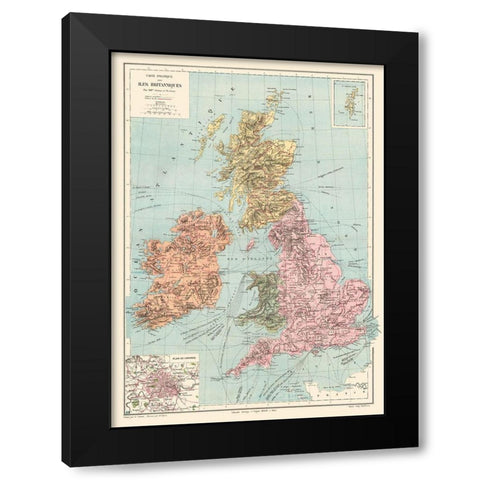 British Isles Great Britain Ireland - Drioux 1882 Black Modern Wood Framed Art Print by Drioux