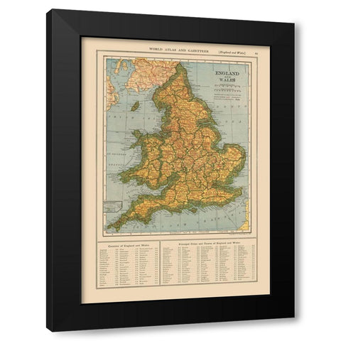 England Wales - Reynold 1921 Black Modern Wood Framed Art Print with Double Matting by Reynold