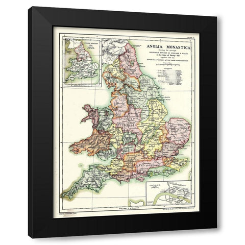 England Wales - Poole 1902 Black Modern Wood Framed Art Print with Double Matting by Poole