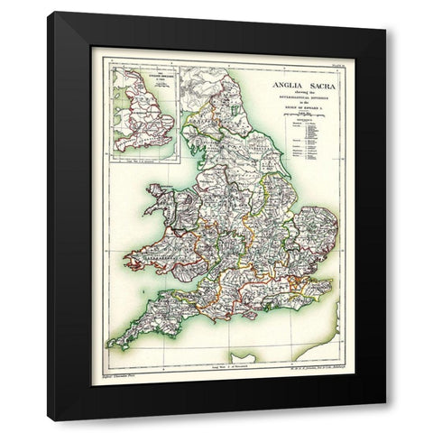 England Wales - Poole 1902 Black Modern Wood Framed Art Print with Double Matting by Poole