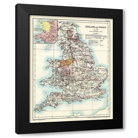 England Wales 1086 - Poole 1902 Black Modern Wood Framed Art Print with Double Matting by Poole