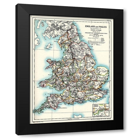 House of Tudor England Wales - Poole 1902 Black Modern Wood Framed Art Print with Double Matting by Poole