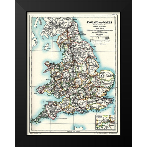 House of Tudor England Wales - Poole 1902 Black Modern Wood Framed Art Print by Poole