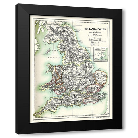 Norman Conquest England Wales - Poole 1902 Black Modern Wood Framed Art Print with Double Matting by Poole