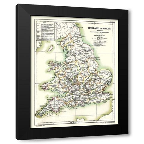 England Wales - Poole 1902 Black Modern Wood Framed Art Print with Double Matting by Poole