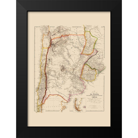 South America - Arrowsmith 1844 Black Modern Wood Framed Art Print by Arrowsmith