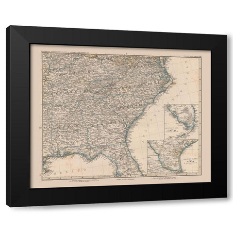 South East US - Stielers - 1885 Black Modern Wood Framed Art Print by Stielers