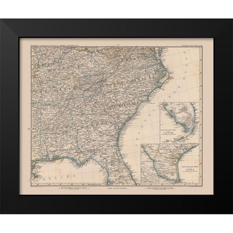 South East US - Stielers - 1885 Black Modern Wood Framed Art Print by Stielers