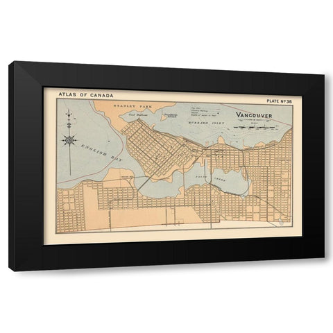 Vancouver Canada - White 1906 Black Modern Wood Framed Art Print with Double Matting by White