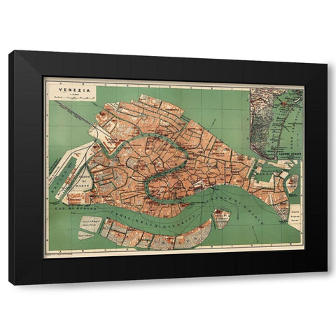 Venice Italy - Baedeker 1886 Black Modern Wood Framed Art Print with Double Matting by Baedeker