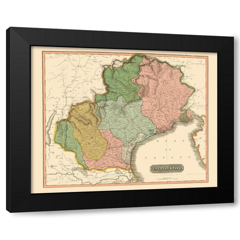 Venetian States Italy - Thomson 1816 Black Modern Wood Framed Art Print by Thomson