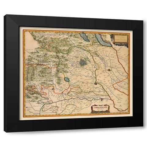 Vercelli Region Italy - Blaeu 1640 Black Modern Wood Framed Art Print with Double Matting by Blaeu