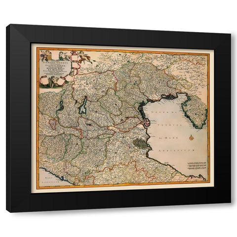 Venice Region Italy - De Wit 1688 Black Modern Wood Framed Art Print with Double Matting by De Wit