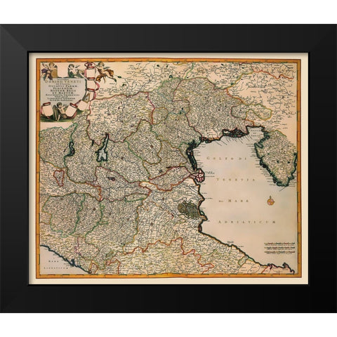 Venice Region Italy - De Wit 1688 Black Modern Wood Framed Art Print by De Wit
