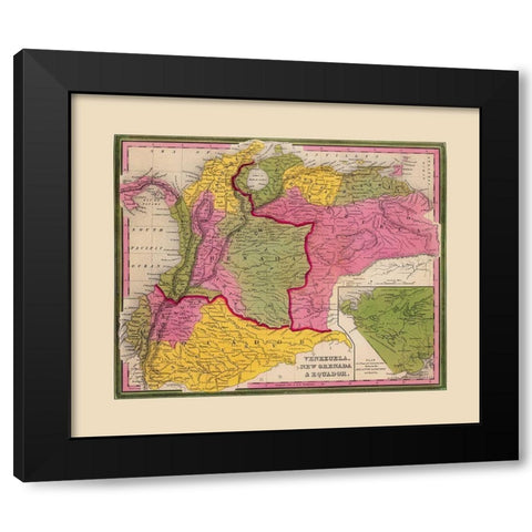 Venezuela New Granada Ecuador - Mitchell 1846 Black Modern Wood Framed Art Print with Double Matting by Mitchell