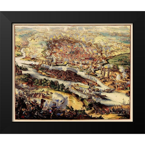 Vienna Austria Battle - Visscher 1683 Black Modern Wood Framed Art Print by Visscher