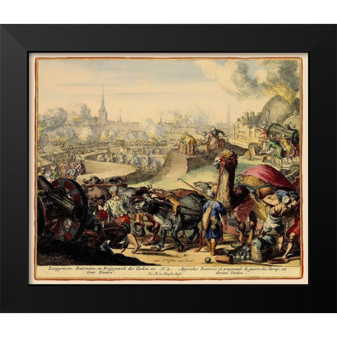 Vienna Austria Siege 4 - DeHooghe 1683 Black Modern Wood Framed Art Print by De Hooghe