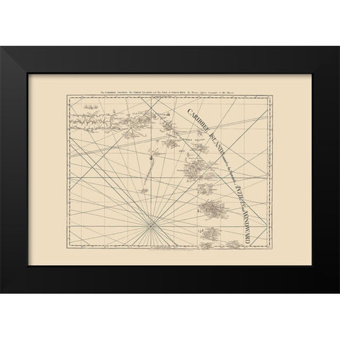 Virgin Islands Caribbean Puerto Rico - Sayer 1775 Black Modern Wood Framed Art Print by Sayer