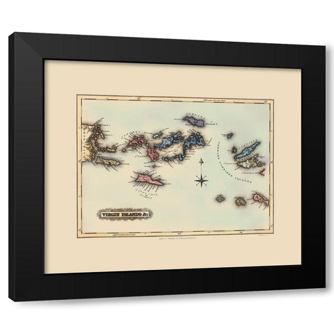 Virgin Islands - Lucas 1823 Black Modern Wood Framed Art Print with Double Matting by Lucas