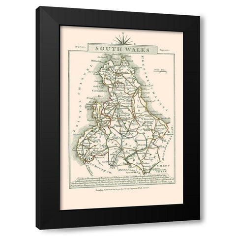 South Wales - Cary 1792 Black Modern Wood Framed Art Print by Cary