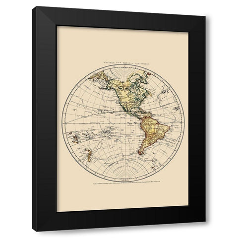 Western Hemisphere - Faden 1786 Black Modern Wood Framed Art Print by Faden