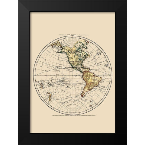 Western Hemisphere - Faden 1786 Black Modern Wood Framed Art Print by Faden