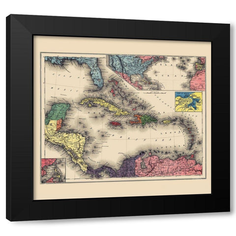 West Indies Caribbean - Evening Post 1898 Black Modern Wood Framed Art Print by Evening Post