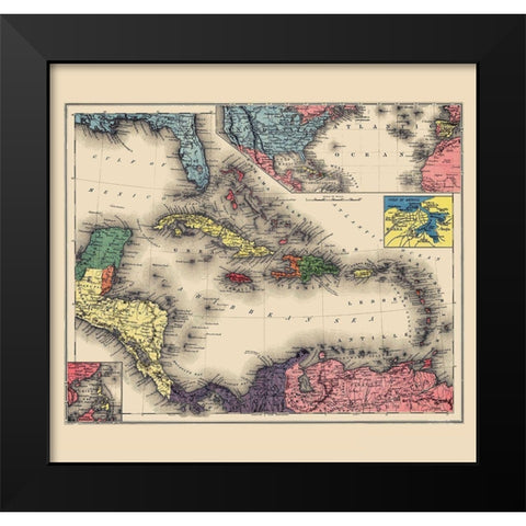 West Indies Caribbean - Evening Post 1898 Black Modern Wood Framed Art Print by Evening Post
