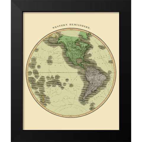 Western Hemisphere - Thomson 1814 Black Modern Wood Framed Art Print by Thomson
