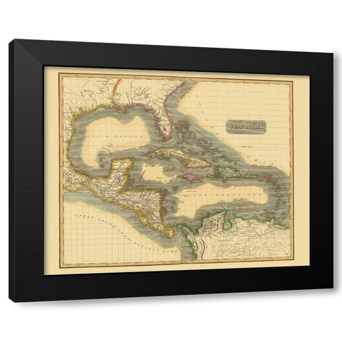 West Indies Caribbean - Thomson 1814 Black Modern Wood Framed Art Print with Double Matting by Thomson