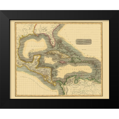 West Indies Caribbean - Thomson 1814 Black Modern Wood Framed Art Print by Thomson