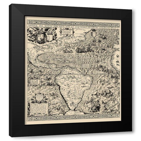 Western Hemisphere - Gutierrez 1562 Black Modern Wood Framed Art Print by Gutierrez