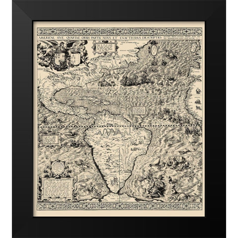 Western Hemisphere - Gutierrez 1562 Black Modern Wood Framed Art Print by Gutierrez
